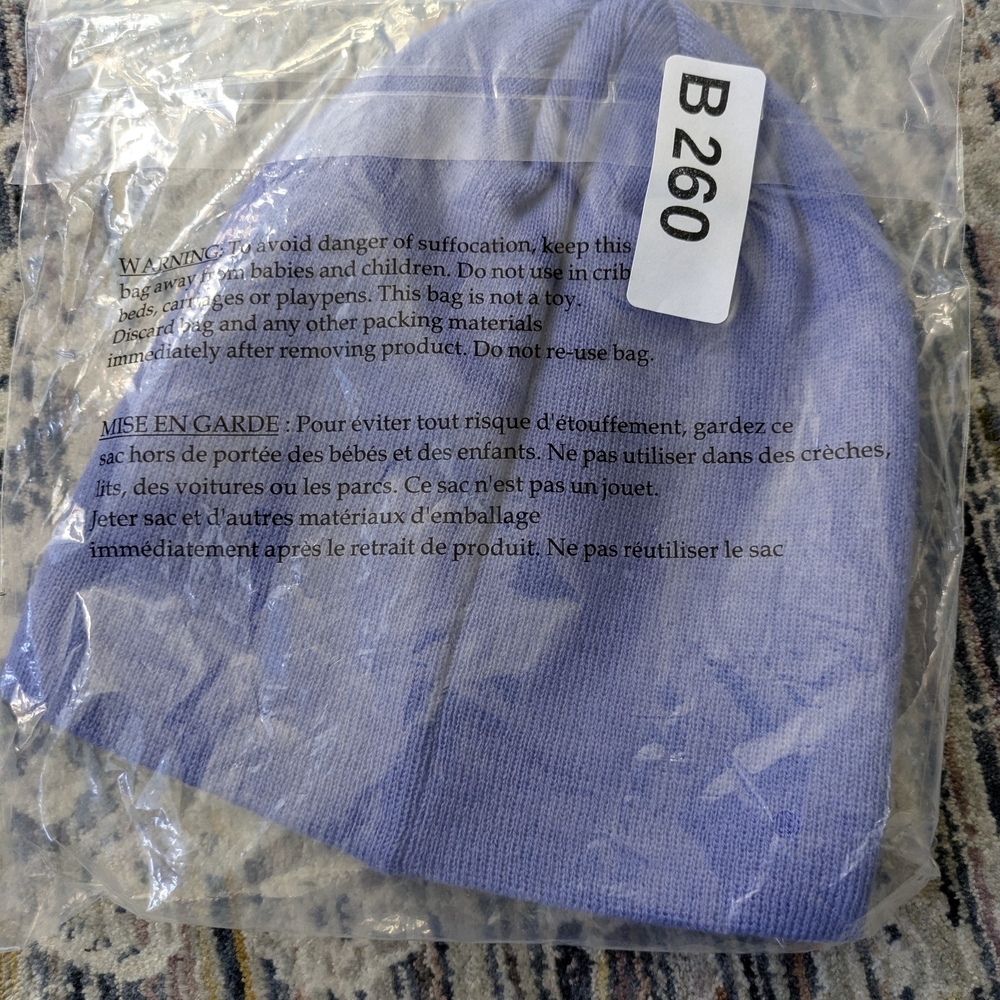 Stussy Lavender Beanie Hat with Black & White Logos - Picture 2 of 2